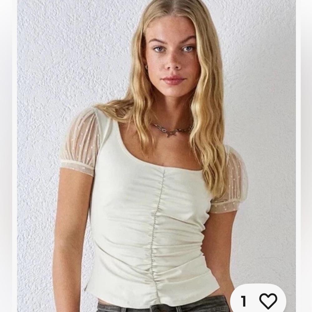 Free People blush top with lace size L fits M too